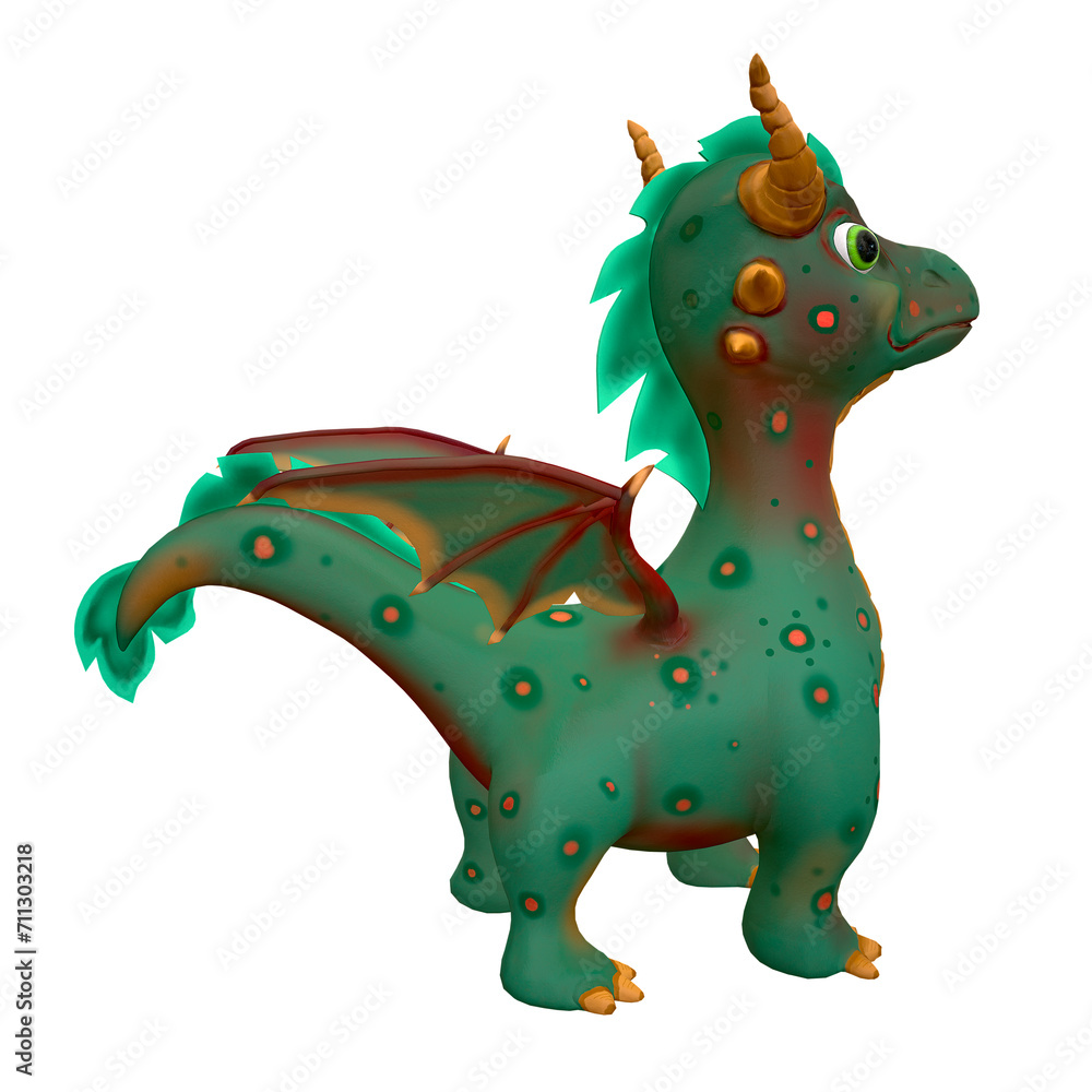 Fototapeta premium The green dragon is magical, an interesting symbol of wealth for 2024