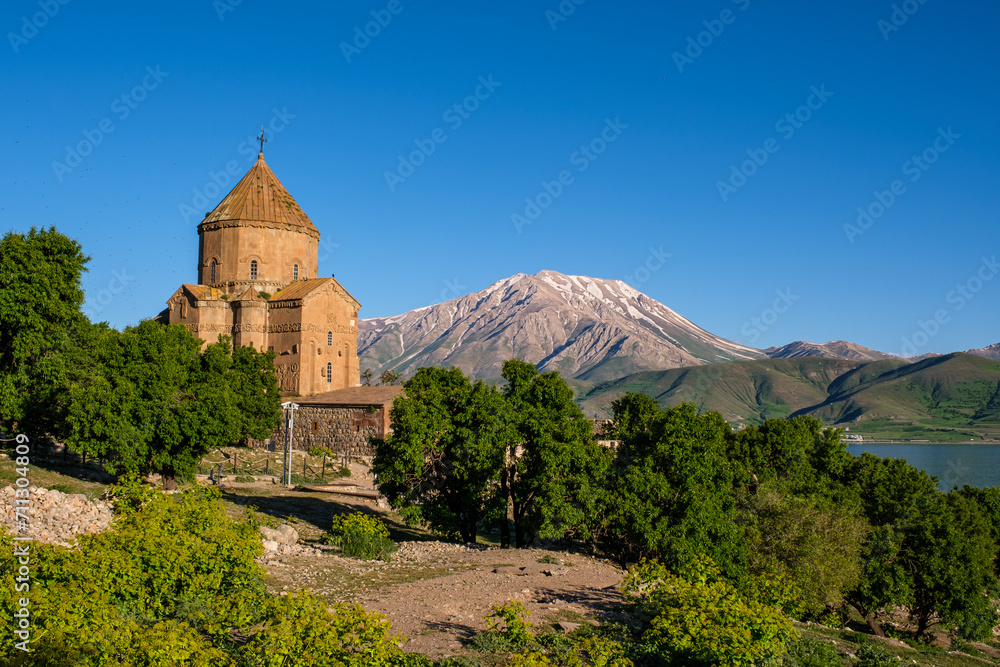 van Akdamar island and church Süphan mountain view van Akdamar island and church Süphan mountain view