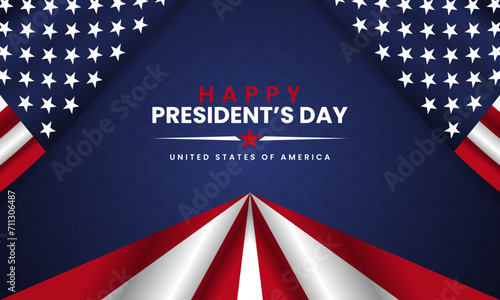 president's day background design for banners, posters, and greeting cards with waving american flag photo
