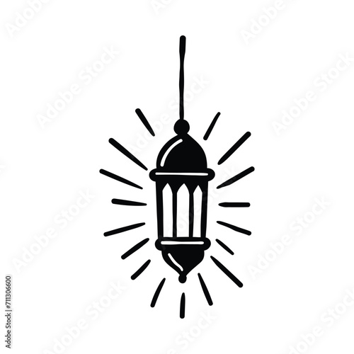 Ramadan hanging lantern line-art hand-drawn