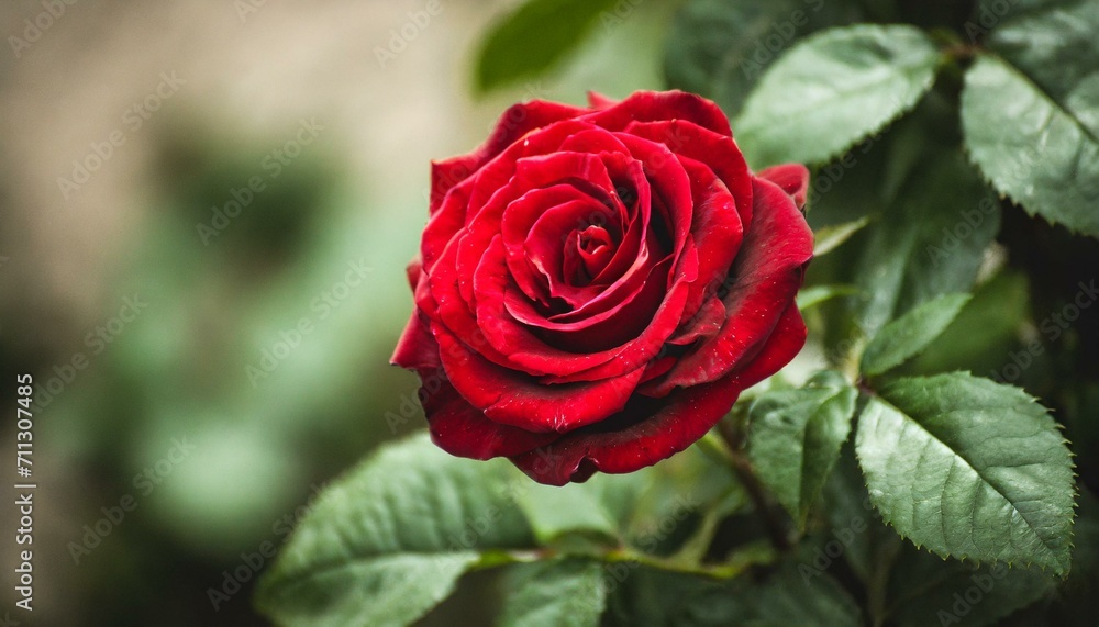 Enchanted Bloom: Red Rose Beauty Surrounded by Green Enchanted Bloom: Red Rose Beauty Surrounded by Green