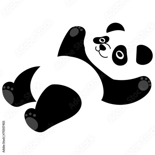 Happy Cute Panda Cartoon laying