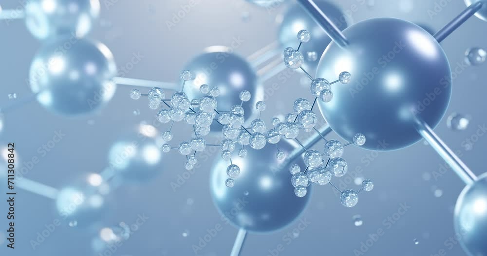 Kanamycin A, rotating 3D model of kanamycin, seamless looped video, molecular structure with selective focus Kanamycin A, rotating 3D model of kanamycin, seamless looped video, molecular structure with selective focus