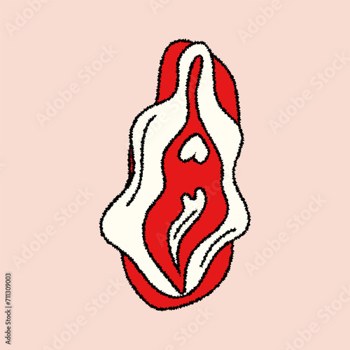 Beauty female reproductive system. Vulva. Illustrator a vagina. Vector in hand drawn