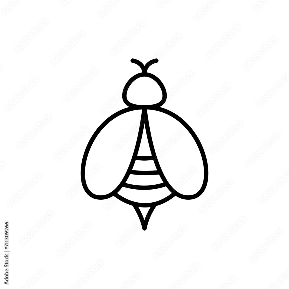 Bee outline icons, insect minimalist vector illustration ,simple transparent graphic element .Isolated on white background