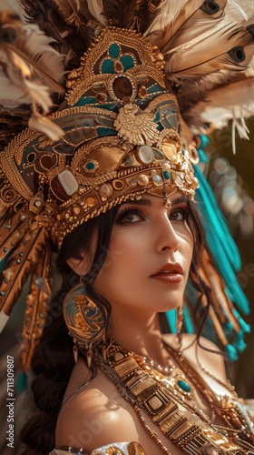 Woman in the Goddess Ancient Inca Empire Beauty Style - Beautiful Goddess Girl Background created with Generative AI Technology