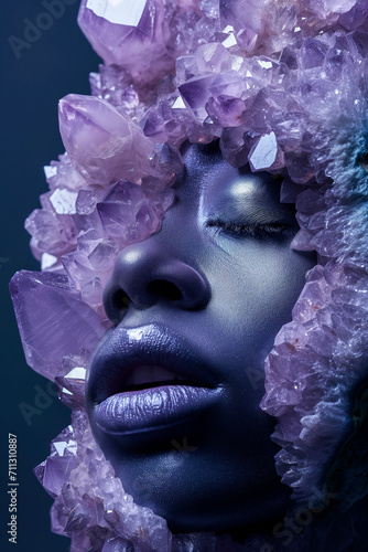 Wallpaper Mural AI illustration of a stylish woman adorned with purple chrystals. Torontodigital.ca