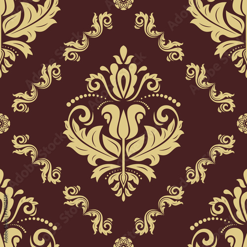 Orient classic pattern. Seamless abstract background with vintage elements. Orient brown and golden pattern. Ornament for wallpapers and packaging