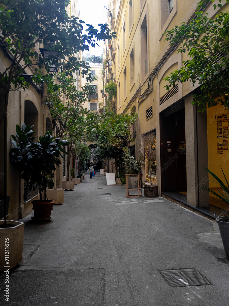 Callejón peatonal de Barcelona
