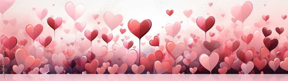 Pink heart valentine day background. Created with Ai