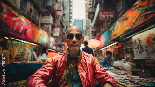 artist, asian, creative, hong kong, street, painting, statue, asia, sculpture, dragon, art, travel, temple, stone, decoration, religious, person, face, urban, lifestyle, glasses, man, 50 years, 60 yea photo