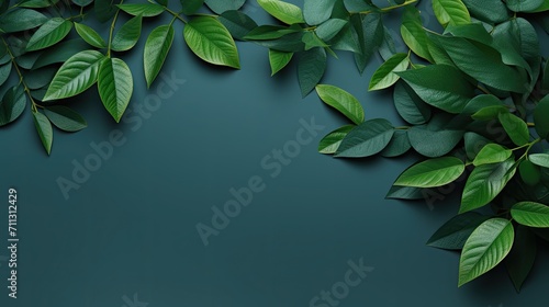 Dark background frame with tropical leaves and flowers adorned with golden highlights