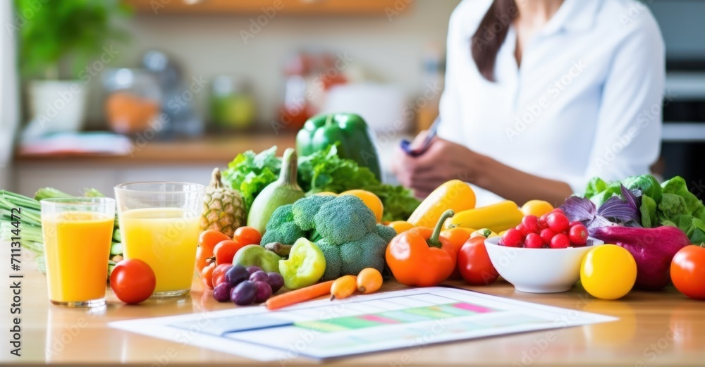A kitchen filled with vibrant colors and healthy food choices, depicting the importance of nutrition and healthy eating habits. A kitchen filled with vibrant colors and healthy food choices, depicting the importance of nutrition and healthy eating habits.