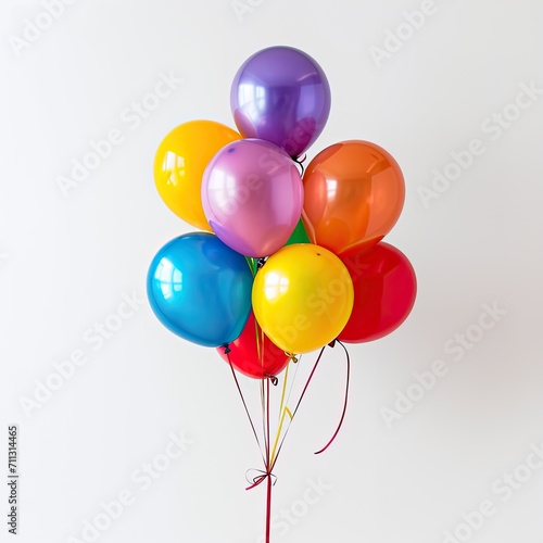 multicolor round balloons on white background.