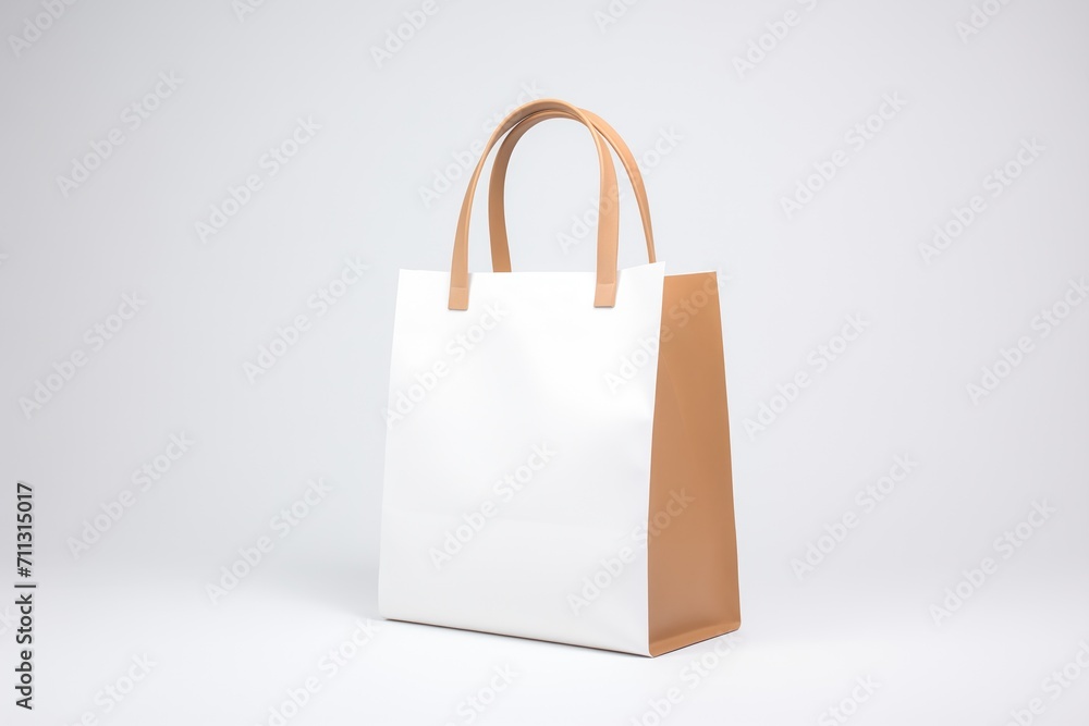 paper bag with handle, gently folded on white surface paper bag with handle, gently folded on white surface
