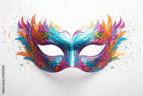Colorful Feathered Mask for Artistic Costumes and Masquerades