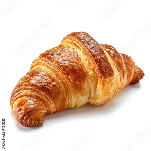 French croissant pastry isolated on a white studio background.