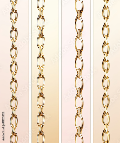 Four Different Colored Gold Chains Displayed, A Visual Comparison