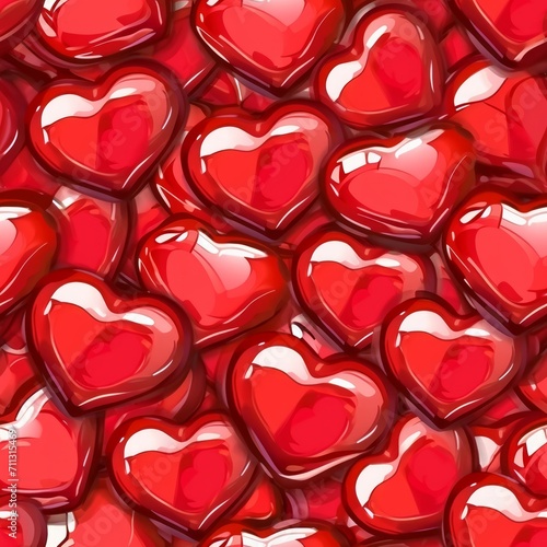 Seamless Pattern: Red Hearts for Valentines Day