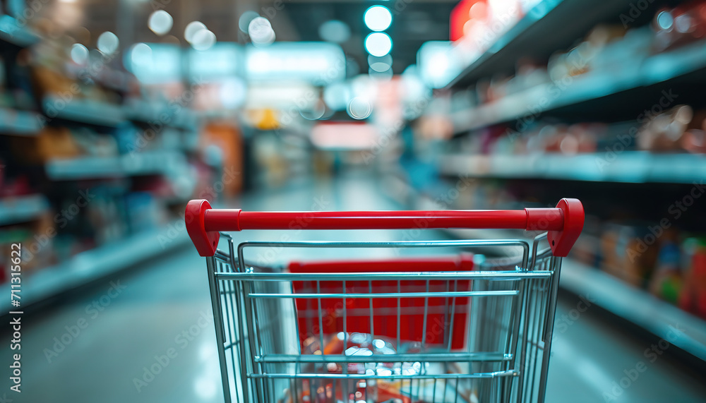 a shopping cart in the grocery store a shopping cart in the grocery store