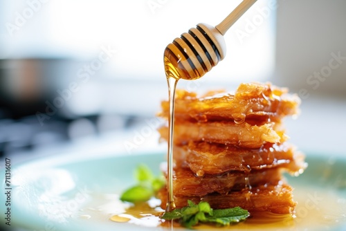 glistening baklava honey glaze close-up photo