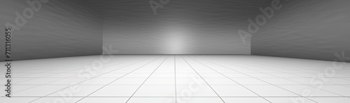 Empty Room With White Tile Floors and a Light at the End