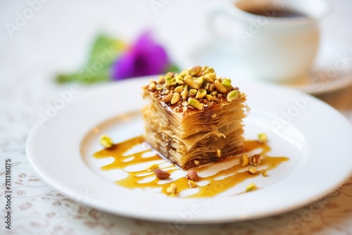 baklava with walnuts and chocolate drizzle