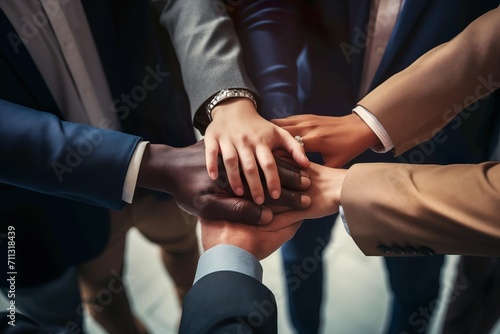 Wallpaper Mural Unity in Business: Top View of Collaborative Hands. Generative ai Torontodigital.ca