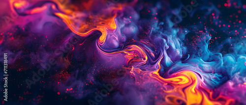 A mesmerizing display of vibrant fractal art, illuminating the darkness with its psychedelic colors and abstract flame-like shapes