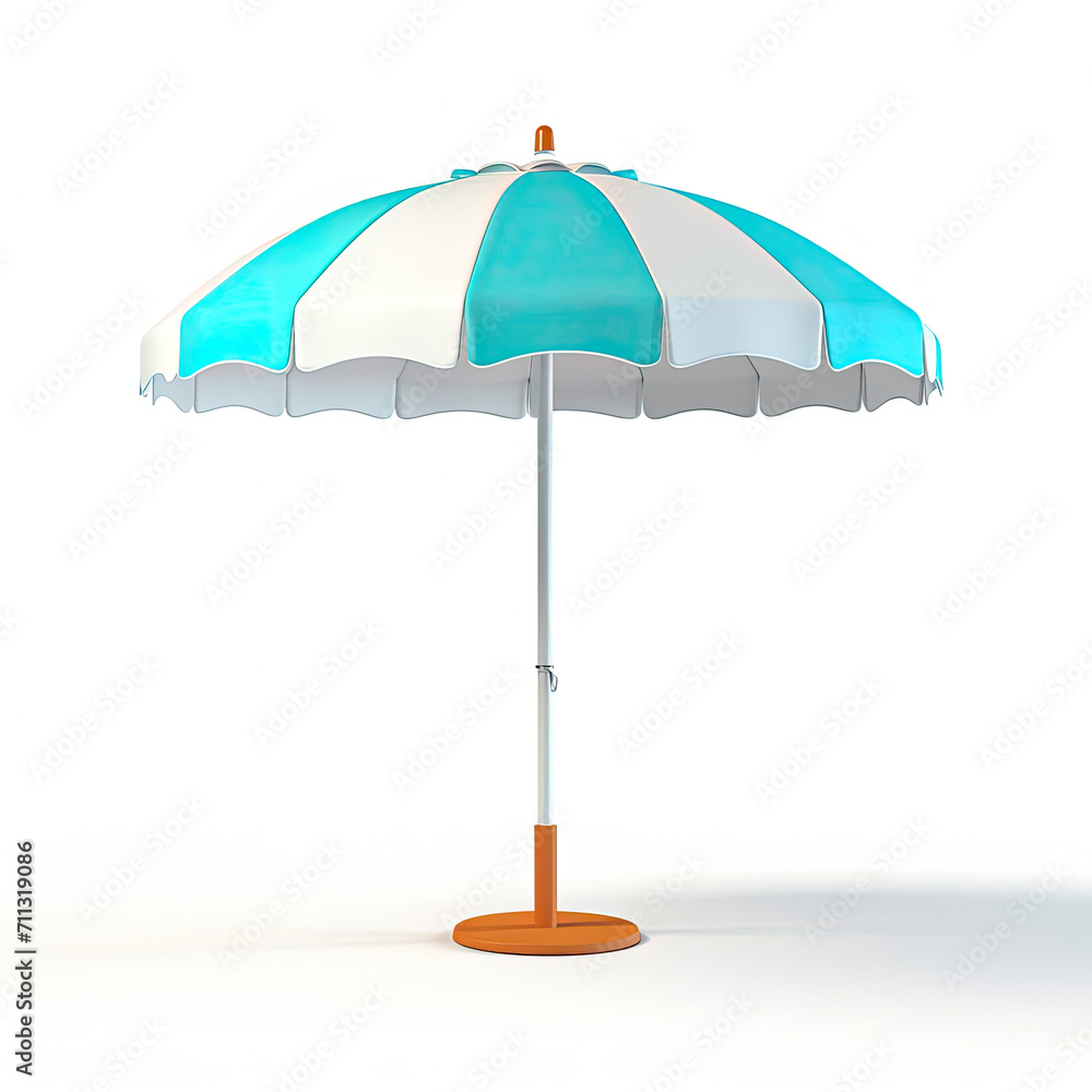 Blue and White Umbrella on White Background