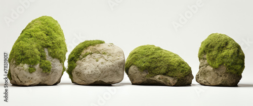 Group of Rocks With Moss, Natural Beauty and Growth in Harmony