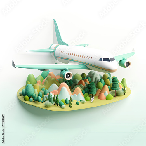 Model Plane Flying Over Forest