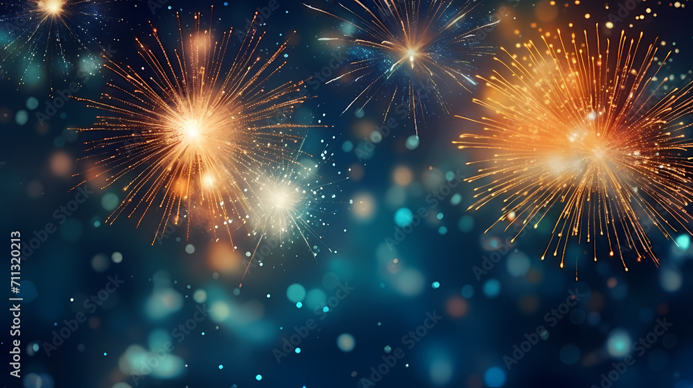 Fototapeta premium Fireworks background for celebration, holiday celebration concept