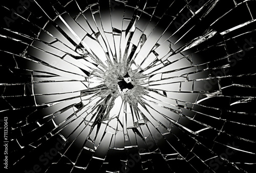 Broken Glass Window With Light Shining Through