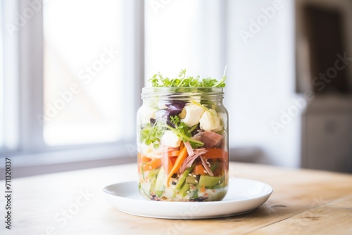 jar of greek salad, packed for lunch