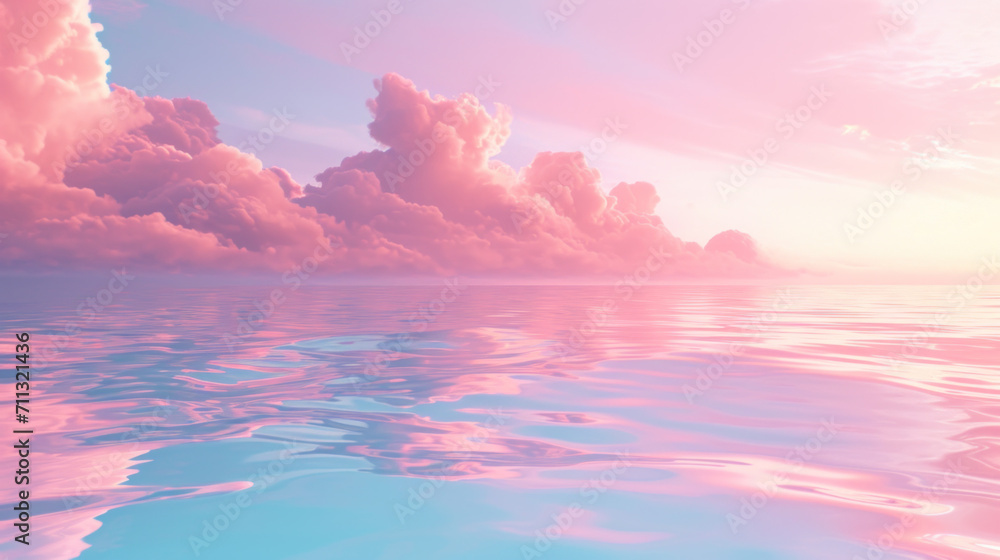 Dreamy pink horizon. Copy space. AI generated. AI generated.