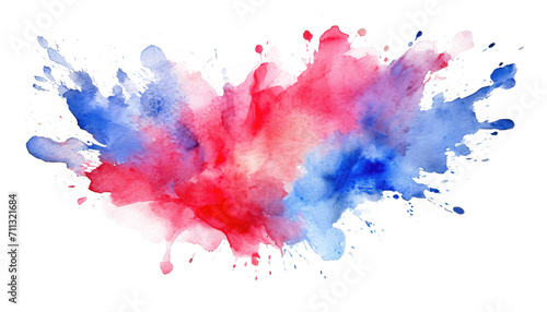 abstract red ,blue and pink watercolor splash, brush stain for design,, isolated on a transparent background. PNG cutout or clipping path. 