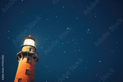 nighttime shot of lighthouse with starry sky