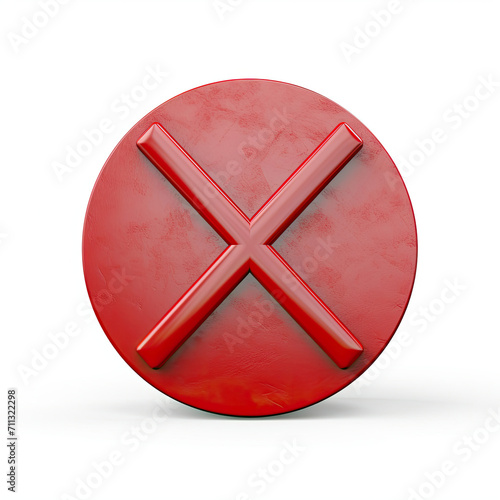 Red X Symbol on White Background, Clear Visual Representation of Negation photo