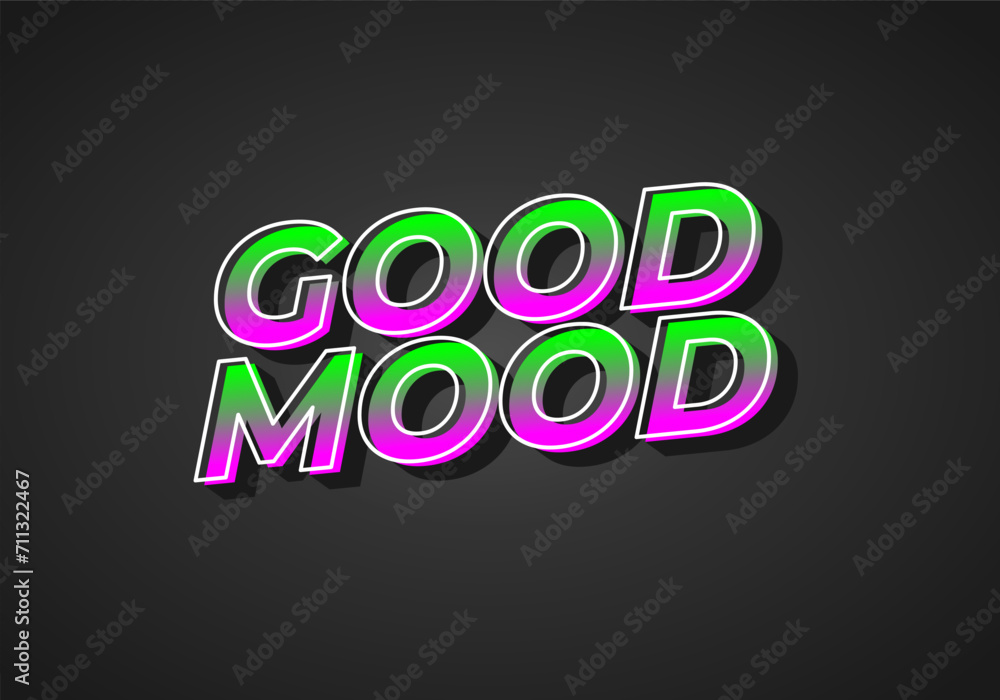 Good mood. Text effect in 3D look with gradient purple yellow color Good mood. Text effect in 3D look with gradient purple yellow color
