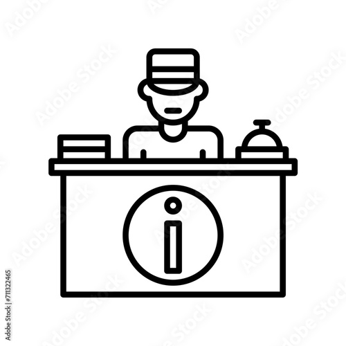bellboy icon vector or logo illustration outline black color style