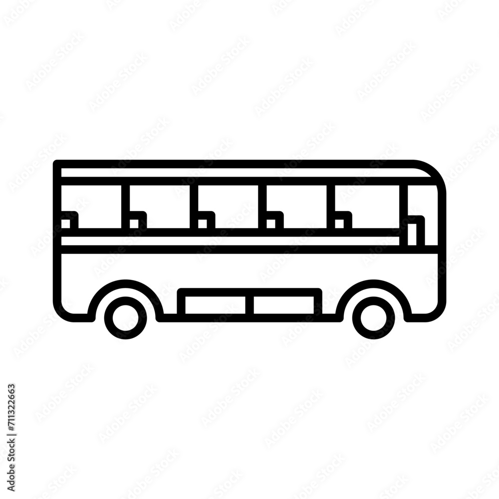 bus icon vector or logo illustration outline black color style