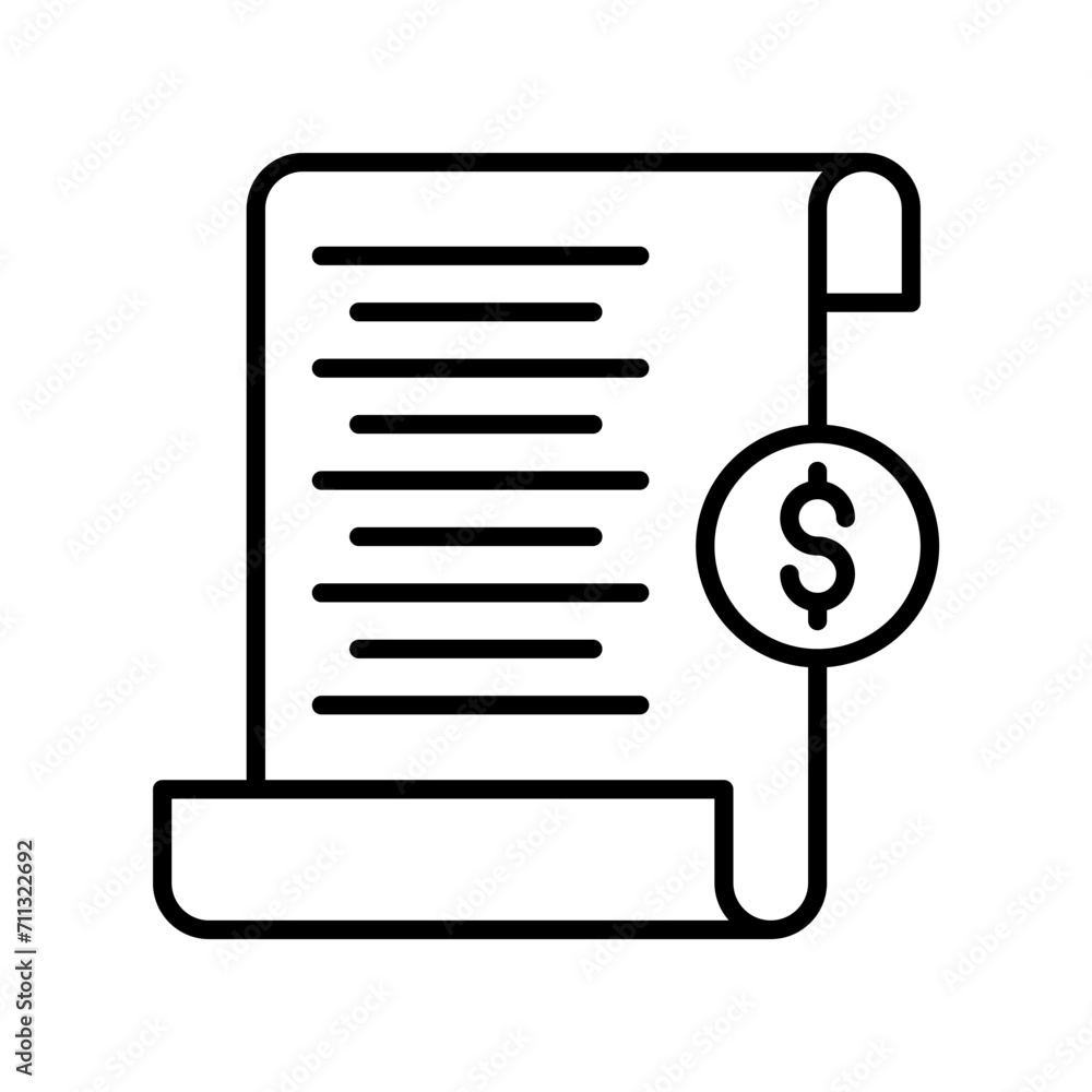 bill icon vector or logo illustration outline black color style bill icon vector or logo illustration outline black color style