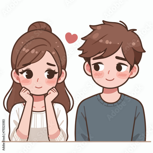 vector characters of a young couple in a simple and minimalist flat design style