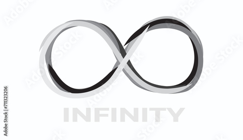 Sign infinity. Written with gray markers. Vector illustration