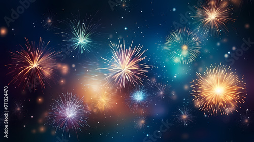 Beautiful fireworks background at night for holiday decoration