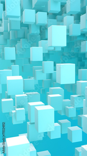 Abstract illustration of blue cubes background. Futuristic background design