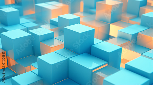 Abstract illustration of blue cubes background. Futuristic background design