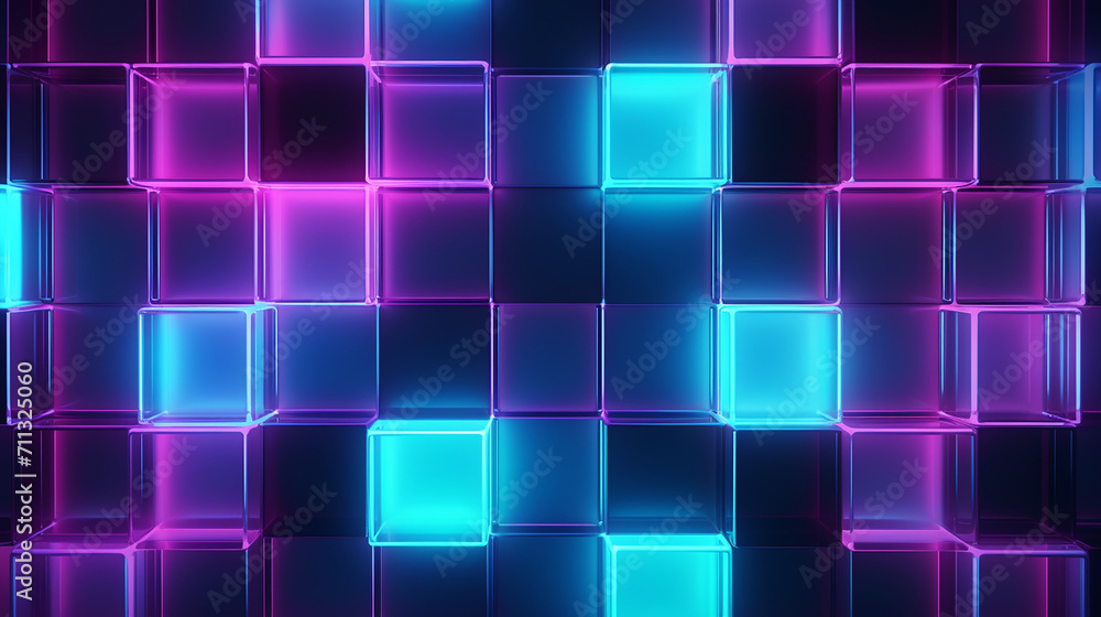 Abstract background with cubes in neon light Abstract background with cubes in neon light