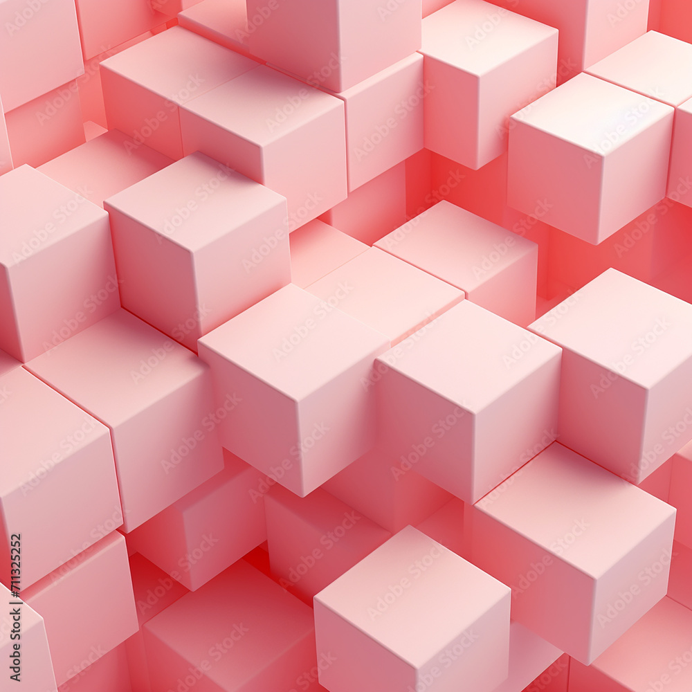 Abstract background made of cubes in pink color Abstract background made of cubes in pink color